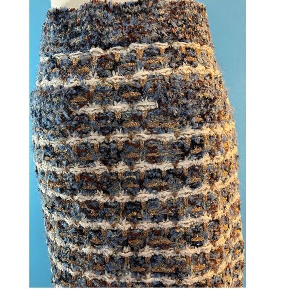 EUC! ZARA Boucle Knit Skirt Metallic Thread Mini Short Unlined Faux Pockets S - Picture 5 of 6